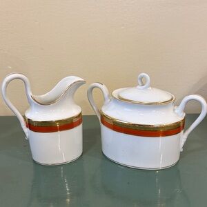 Richard Ginori Italian ‘Palermo Rust’ Pattern Lidded Sugar Bowl and Creamer